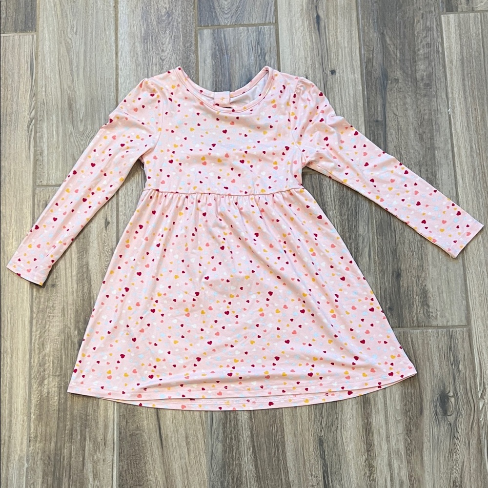 Buttery Soft Pink Heart Print Kids Dress